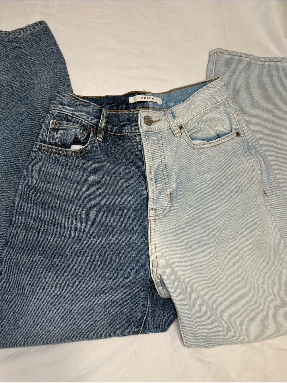 PacSun Split Denim Jeans 🩵 Two-Tone Y2K Straight Leg